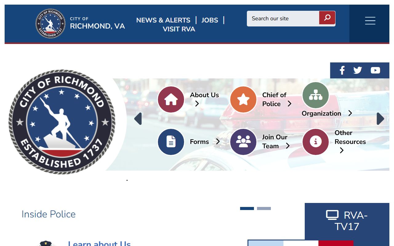 Richmond Police Department website for police blotter and records access