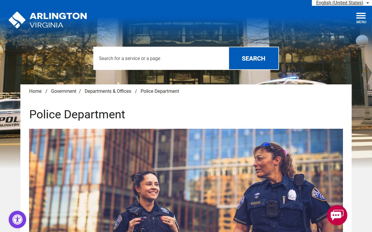 Arlington County Police Department website Virginia police blotter