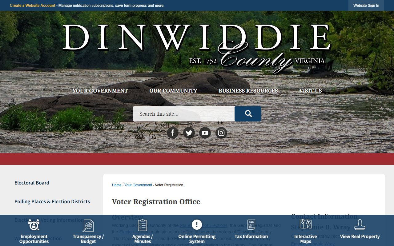 Dinwiddie County Sheriff's Office website for police blotter records