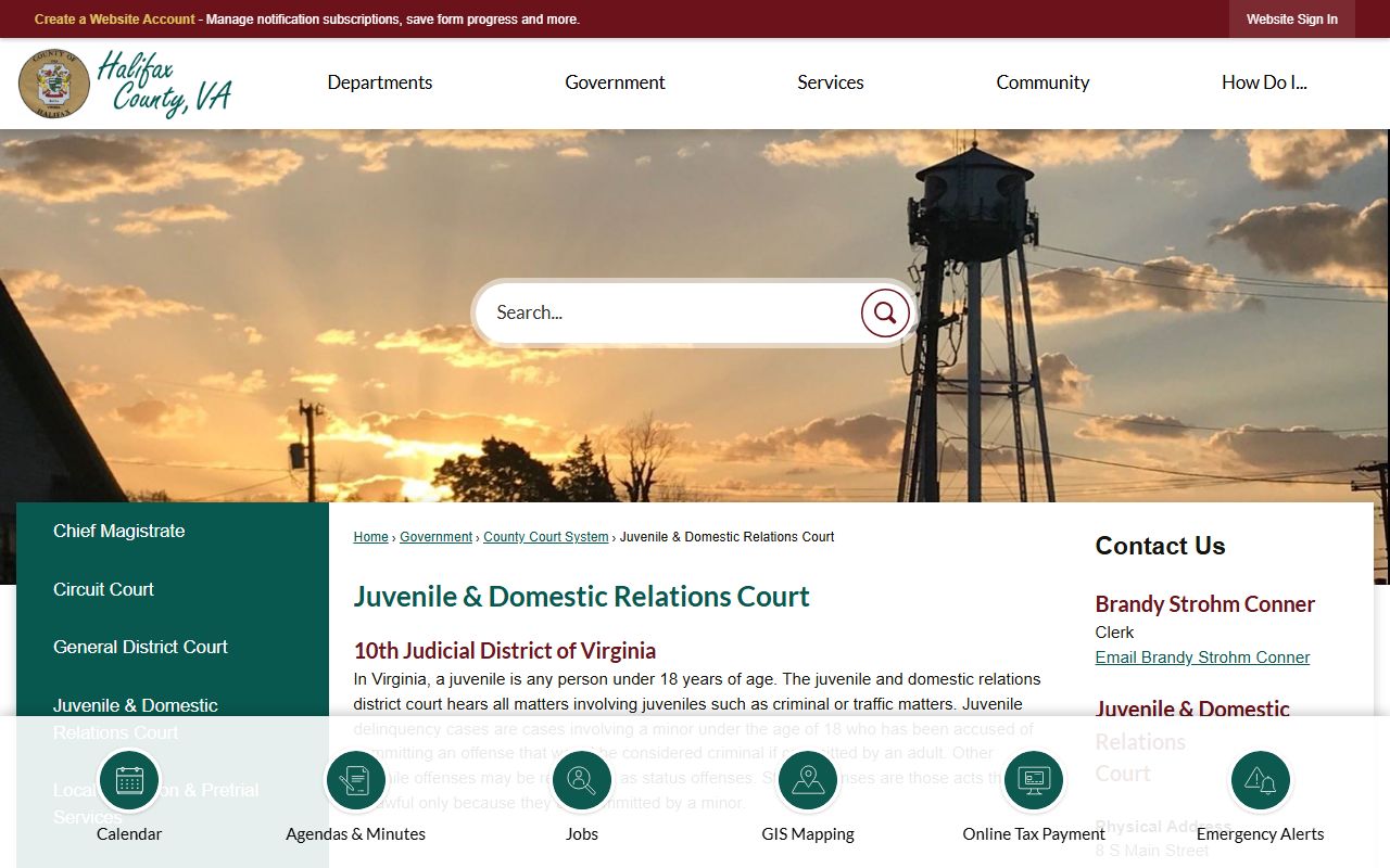 Halifax County Sheriff's Office website for police blotter and incident records