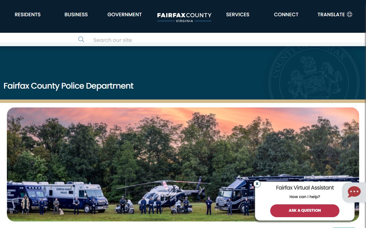 Fairfax County Police Department website for police blotter records