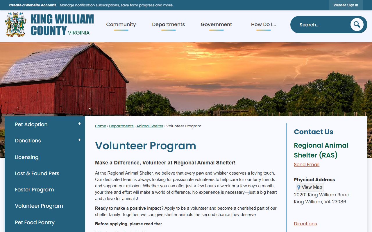 King William County Sheriff's Office website for police blotter and incident records