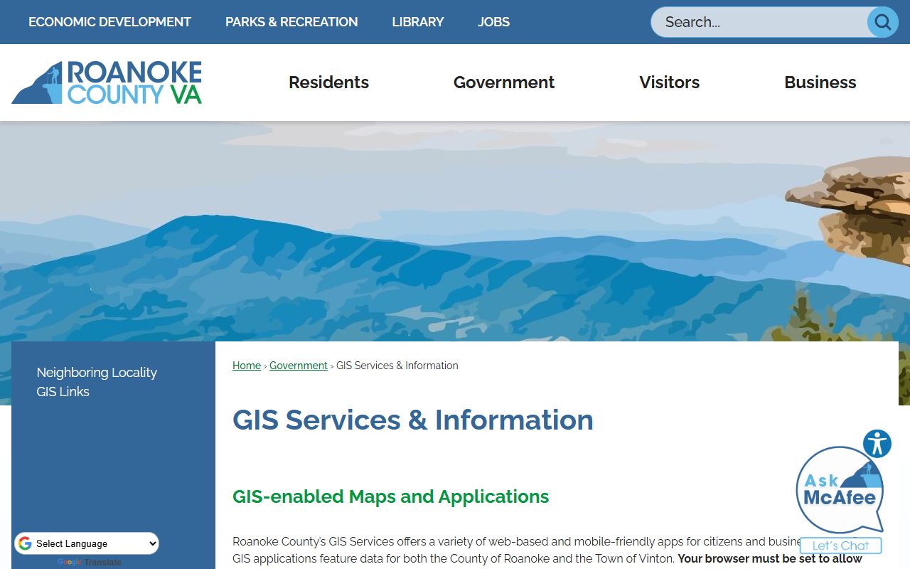 Roanoke County Police Department website for police blotter and records access