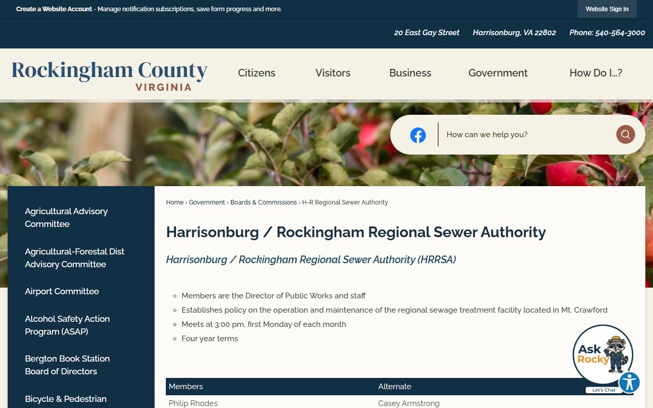 Rockingham County Sheriff's Office website for police blotter and records requests