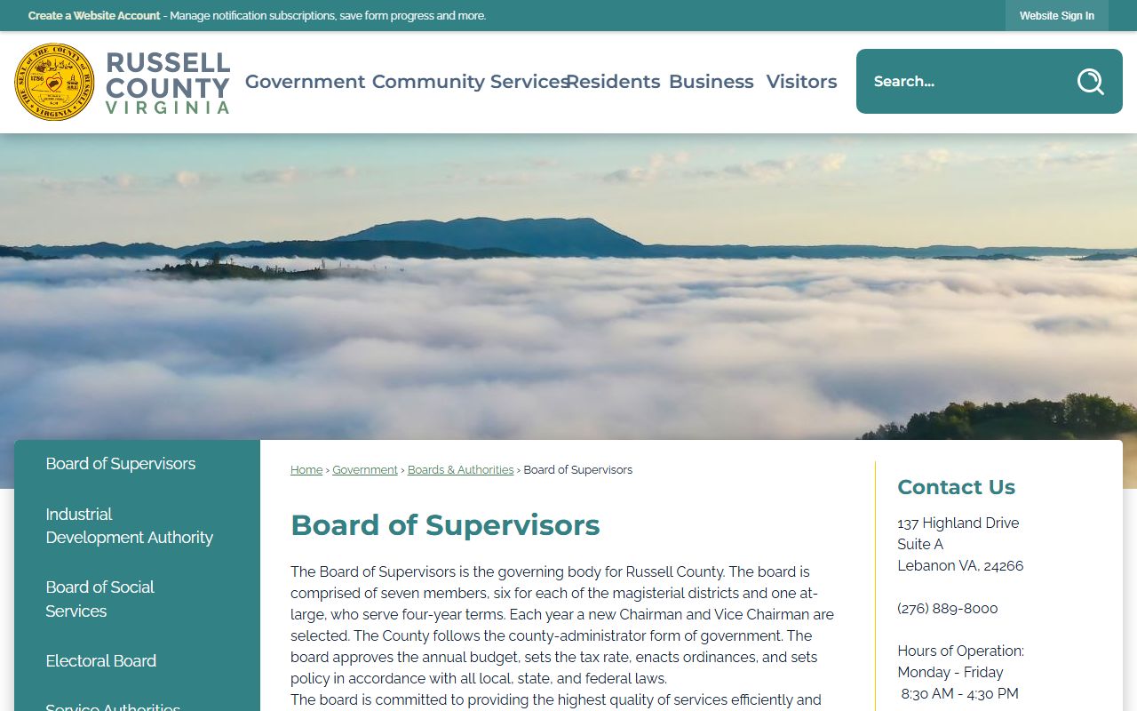 Russell County Sheriff's Office website for police blotter and records access