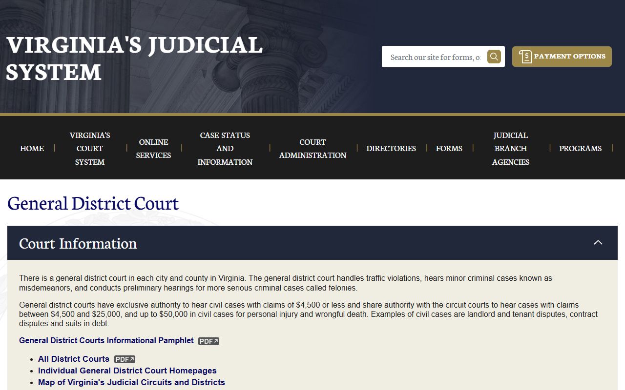 Virginia General District Court online case information system